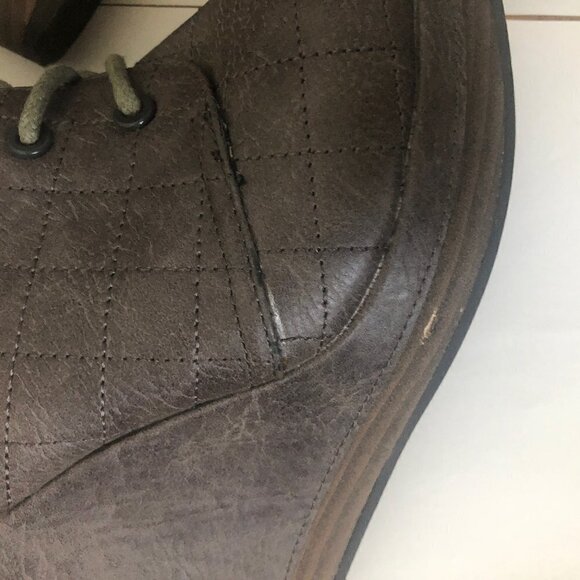 Anthropologie Seychelles Ankle Boots Booties Grey Quilted Lace-Up Size 6.5 - Picture 7 of 7